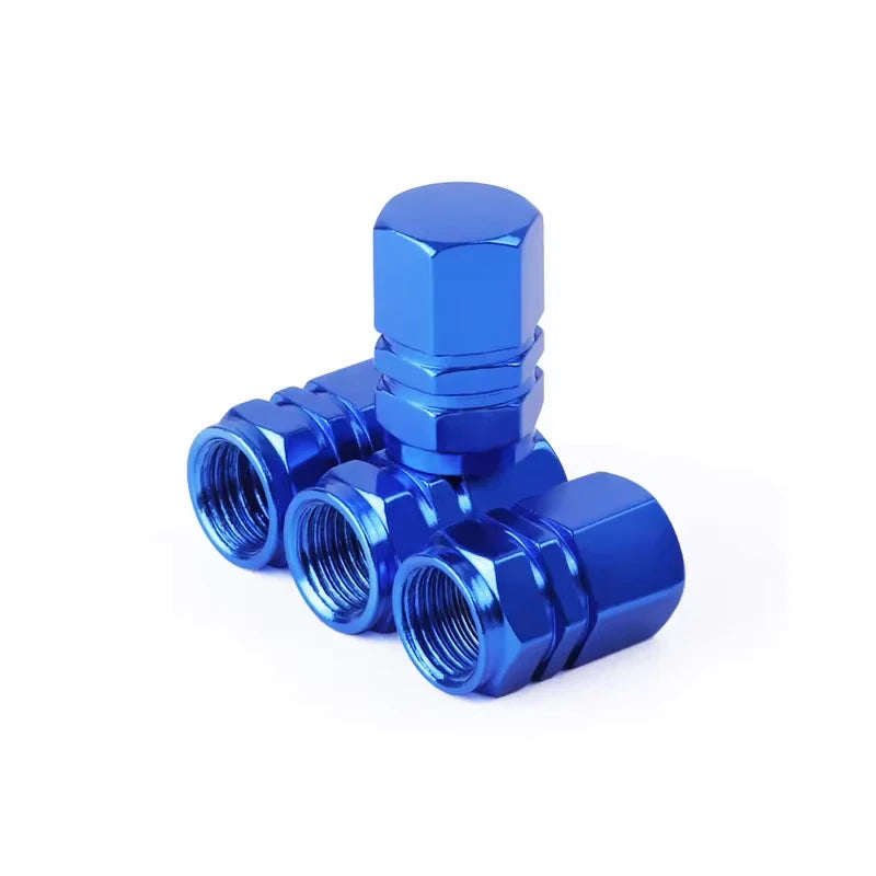 Aluminum Tire Valve Caps with Plastic Liners – Set of 4