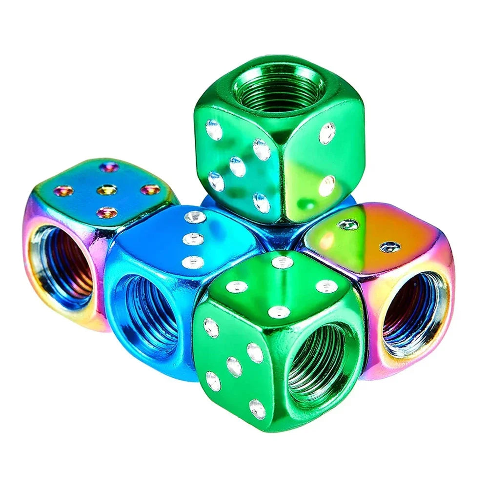 Aluminum Dice Tire Valve Caps – Set of 4