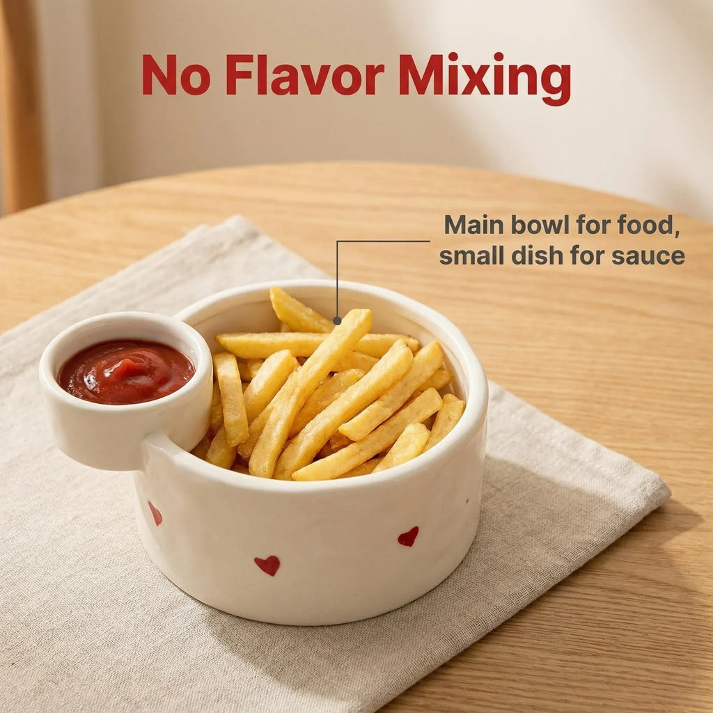 Ceramic Fries and Dip Bowl