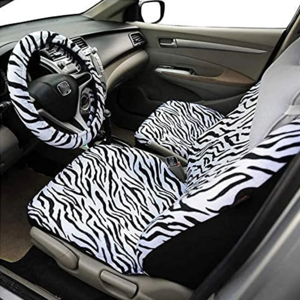Short-Plush Animal-Print Seat Covers – 12-Piece Set