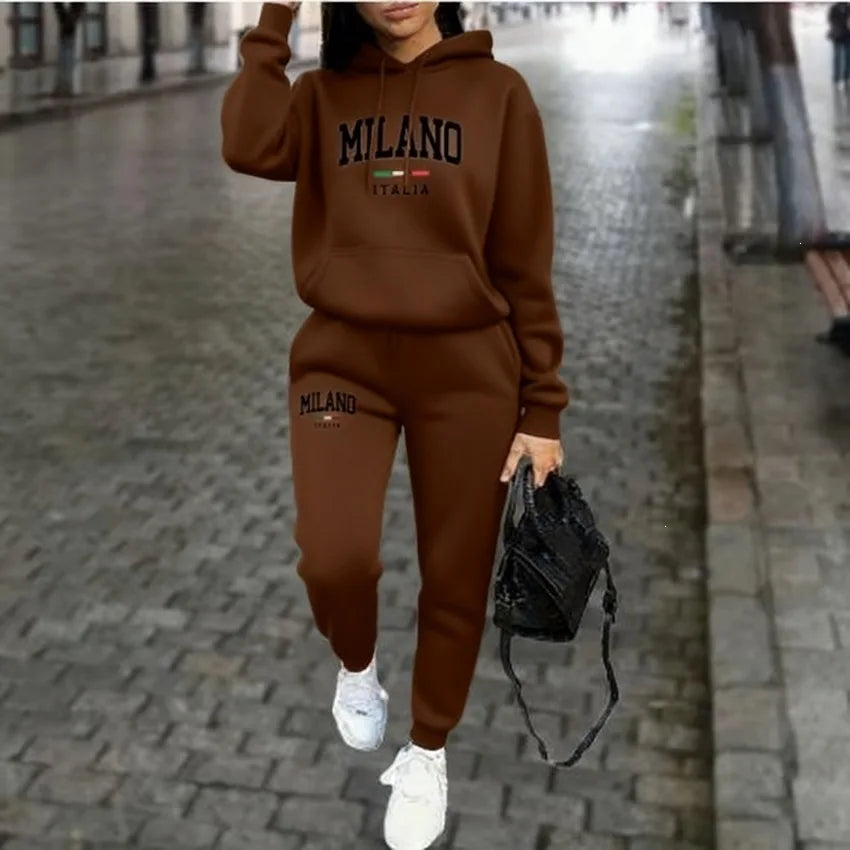 Women's Milano Letter-Print Top and Wide-Leg Pants Set
