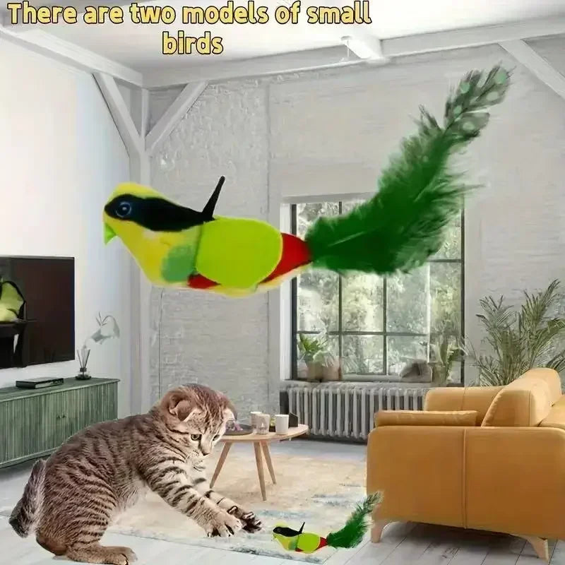 Wall-Mounted Sound-Activated Plush Bird Cat Toy