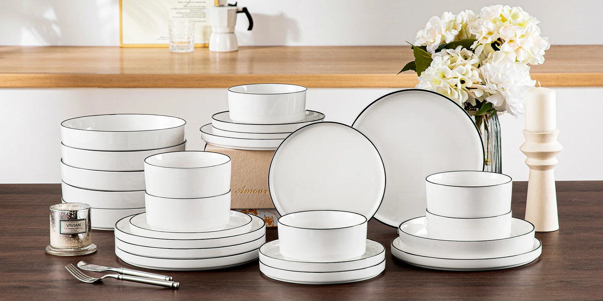 MALACASA Porcelain Dinnerware — Assorted Sets