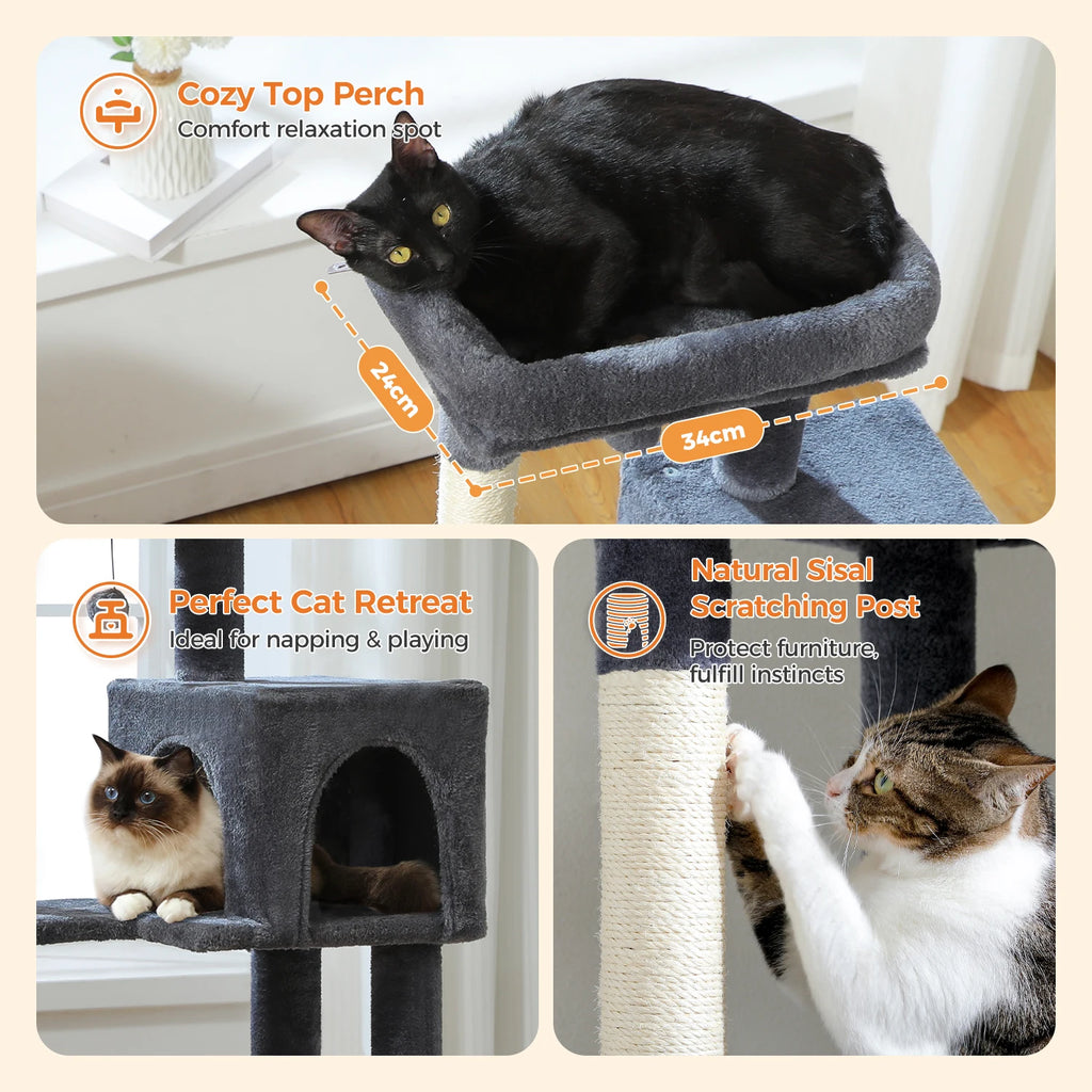 113cm Five-Level Cat Tree with Hammock & Condo