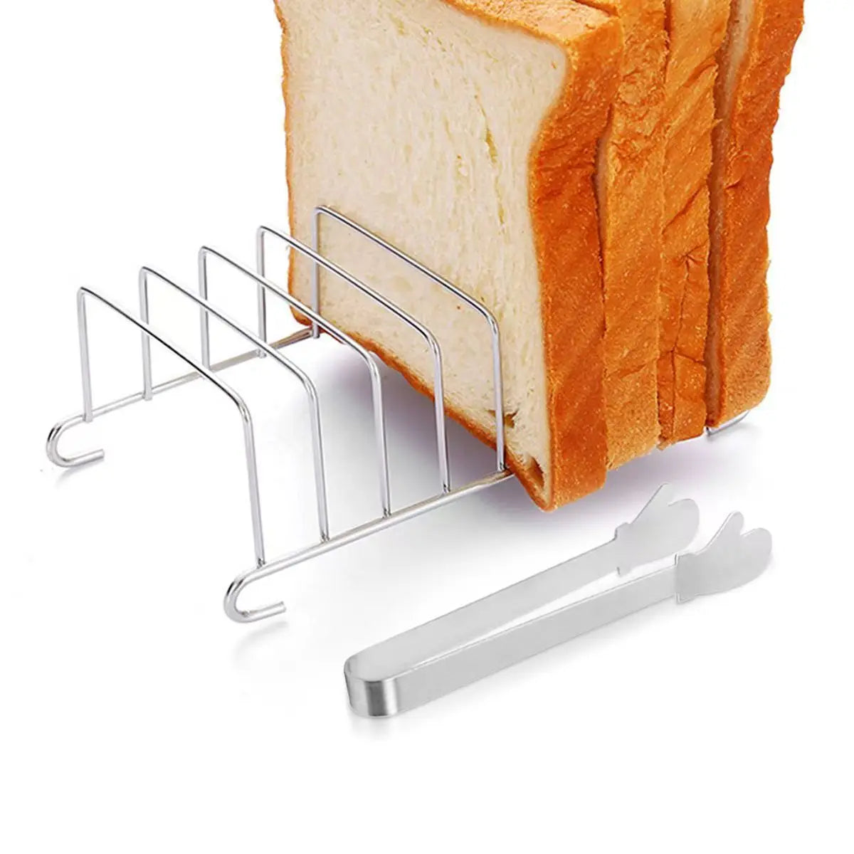 Stainless Steel Toast Rack with Tongs