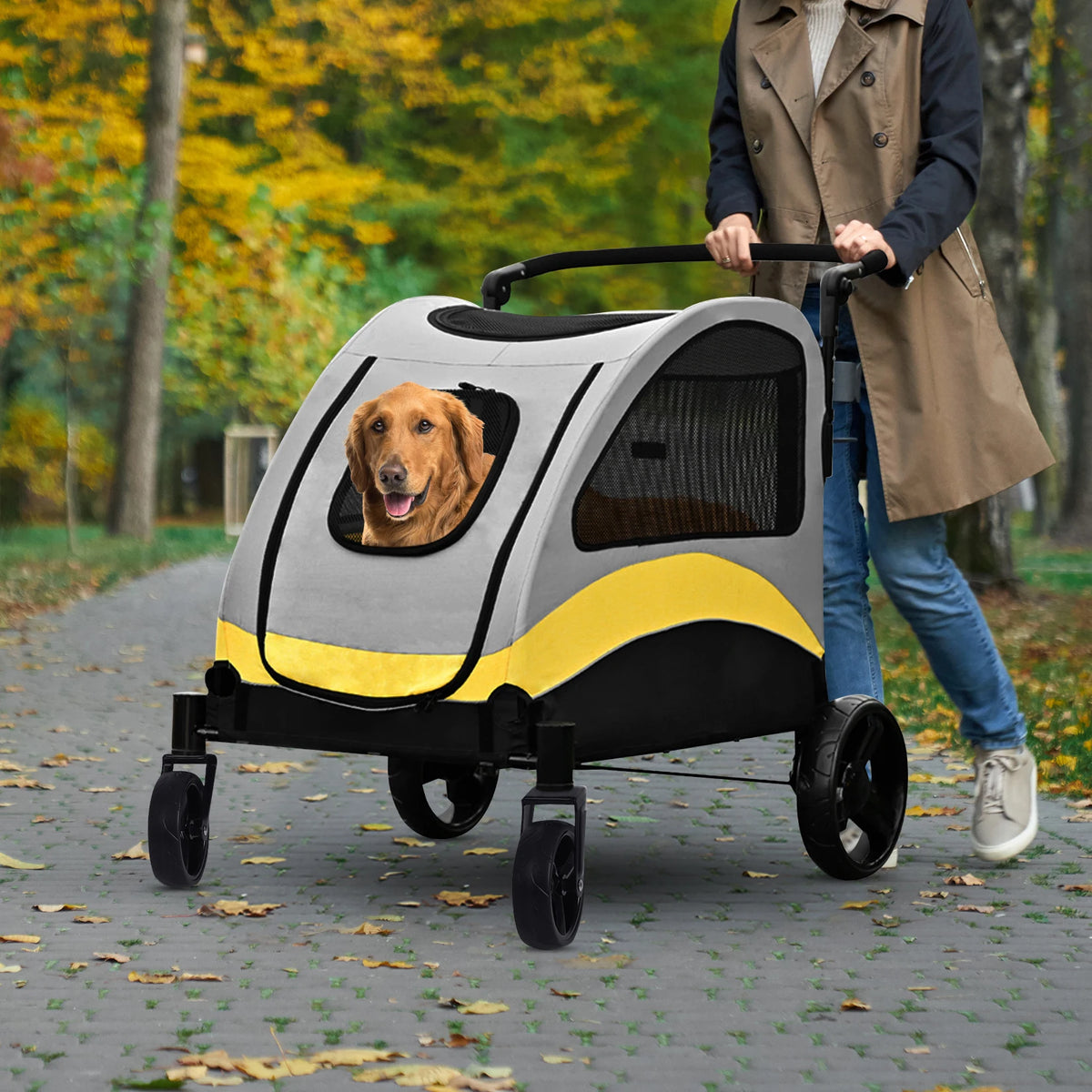 Foldable Four-Wheel Pet Stroller