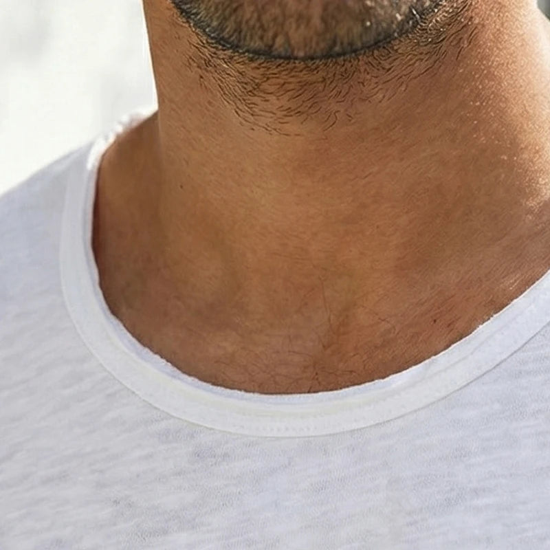Men's Cotton Raw-Edge Crewneck T-Shirt