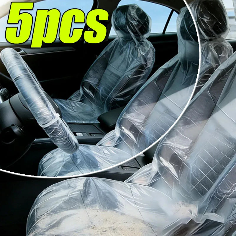 Disposable Plastic Car Interior Covers – 5-Piece Set