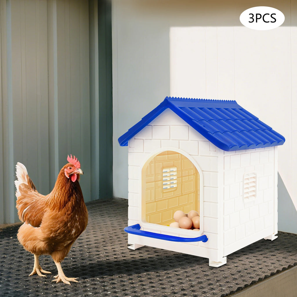 Plastic Chicken Nesting Boxes with Pads, 3-Pack