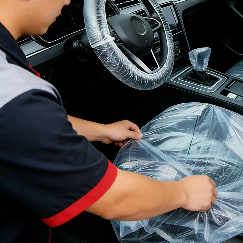Disposable Plastic Car Interior Covers – 5-Piece Set