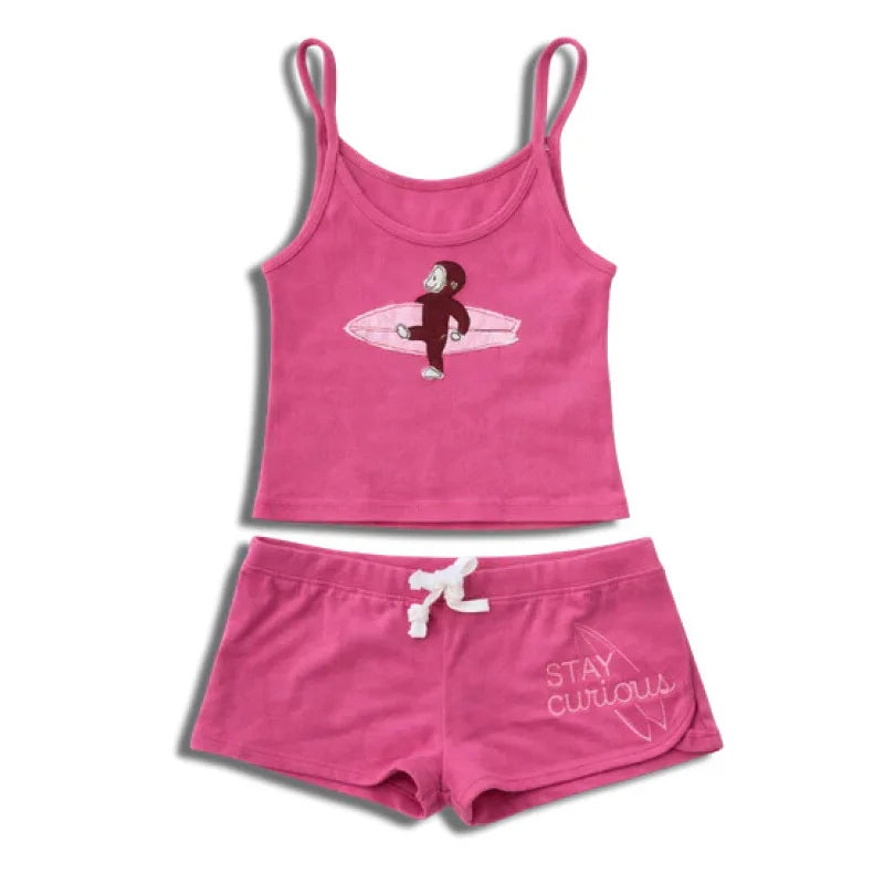 Women's Contrast-Strap Top and Shorts Set
