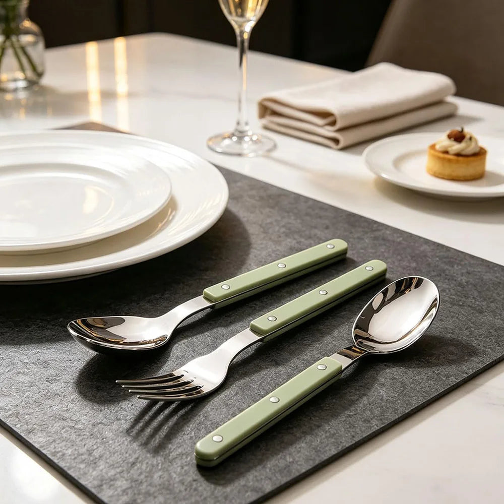 Uniturcky Stainless Steel Flatware with ABS Handles, 18 Pieces