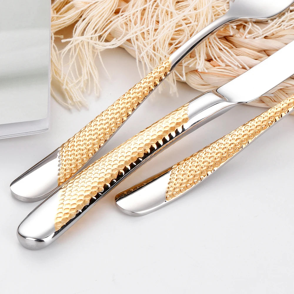 Hammered-Handle Stainless Steel Dinner Forks