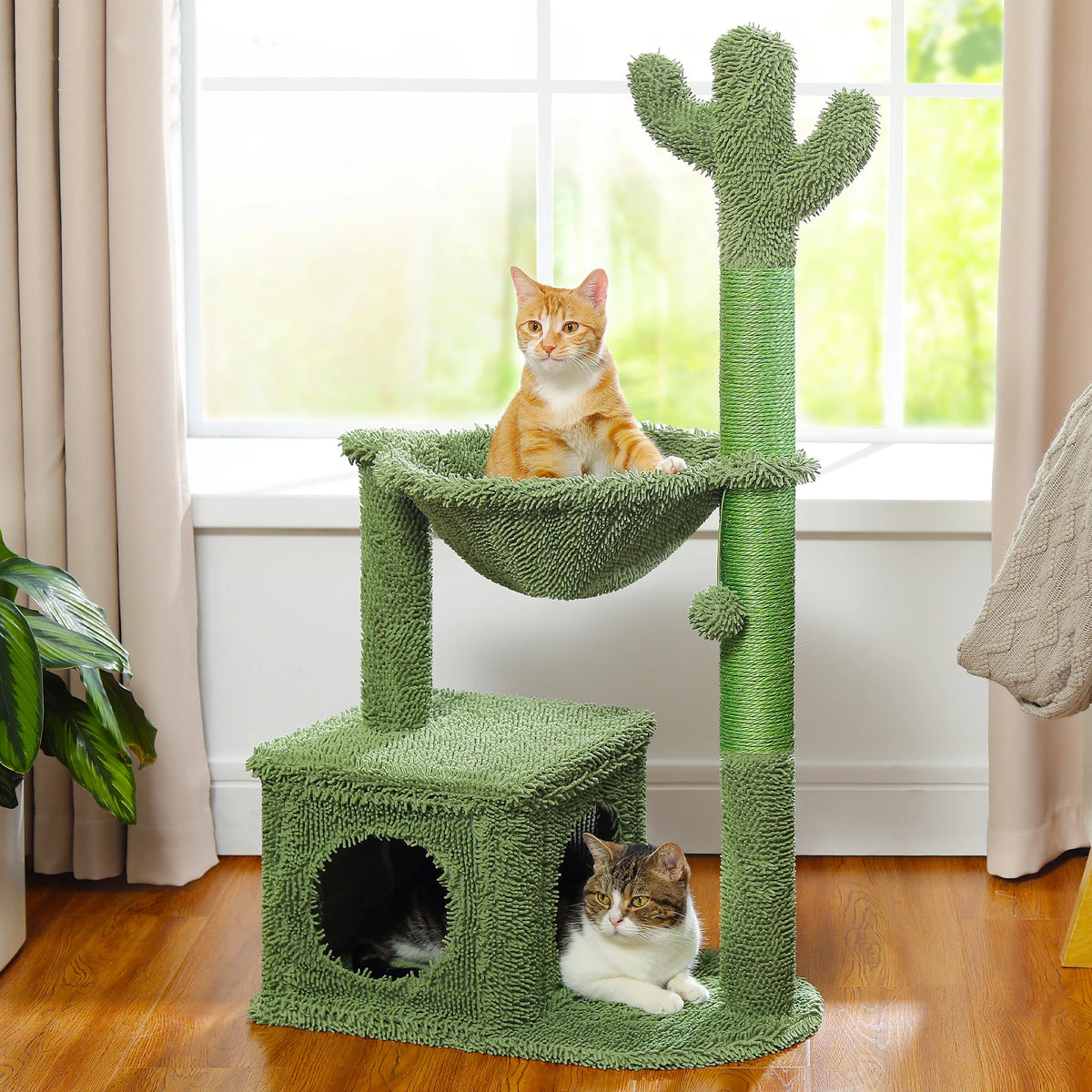 Cactus Cat Tree Small Cat Tower with Spacious Condo,Cozy Hammock,Dangling Ball,Scratching Post Cat Accessories for Indoor Cats Whispering Desires Shoppe