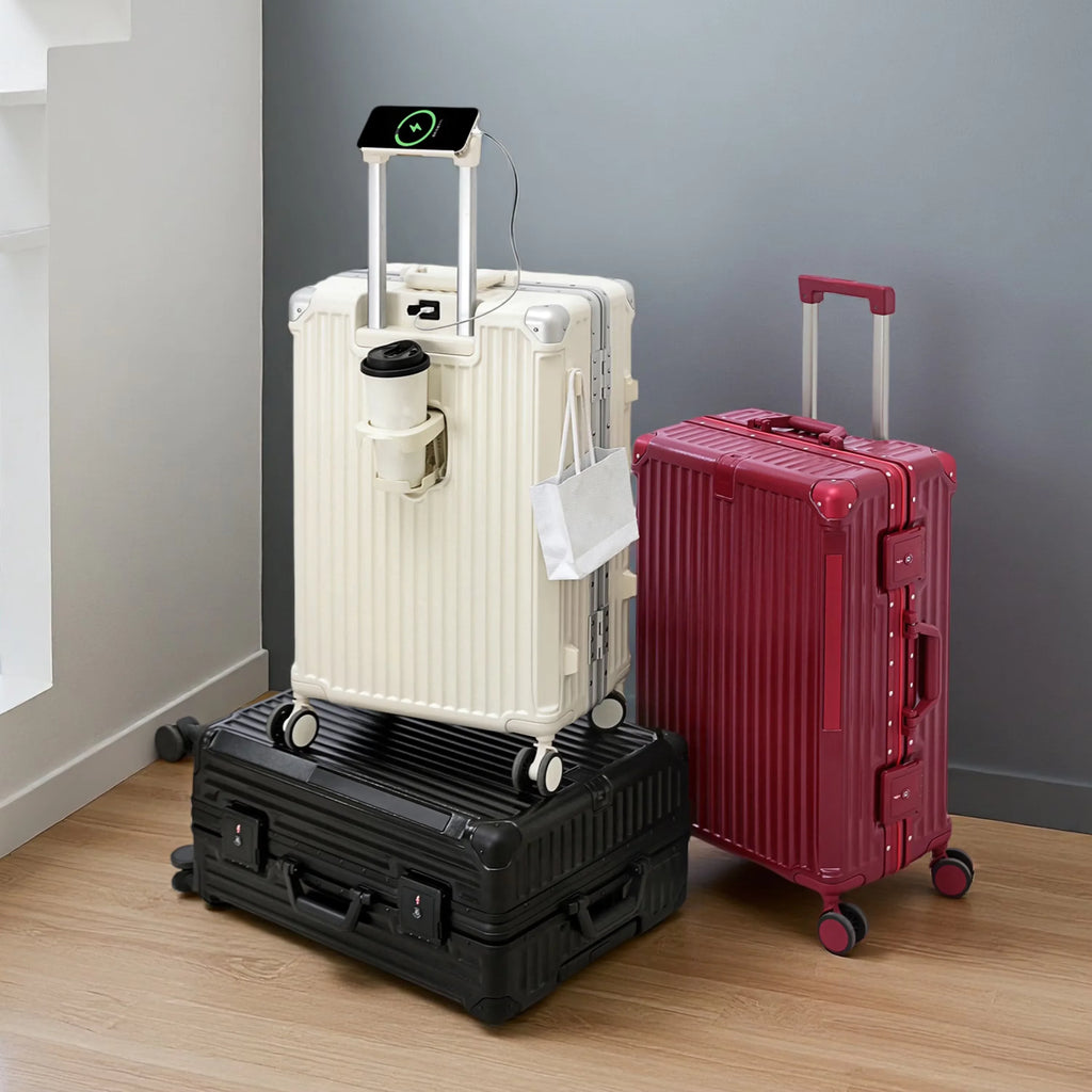 BunnyFly Suitcase Travel Suitcase Men Women 20 Carry-On Luggage Women PC Aluminum Frame Trolley Case TSA Password Lock Whispering Desires Shoppe