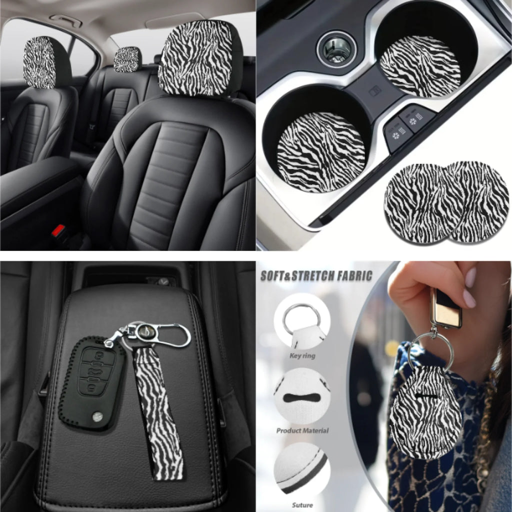 Animal-Print Car Interior Accessory Set – 14 Pieces