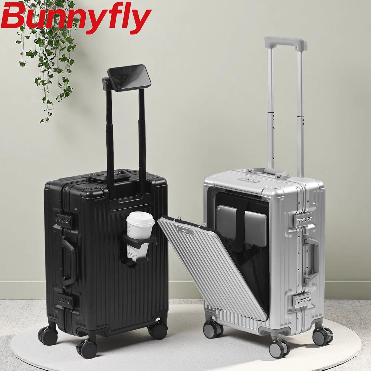 BunyFly Aluminum Frame Boarding Laptop Trolley Case 20 Inch Front Opening  Suitcase Cabin Luggage Bag Whispering Desires Shoppe