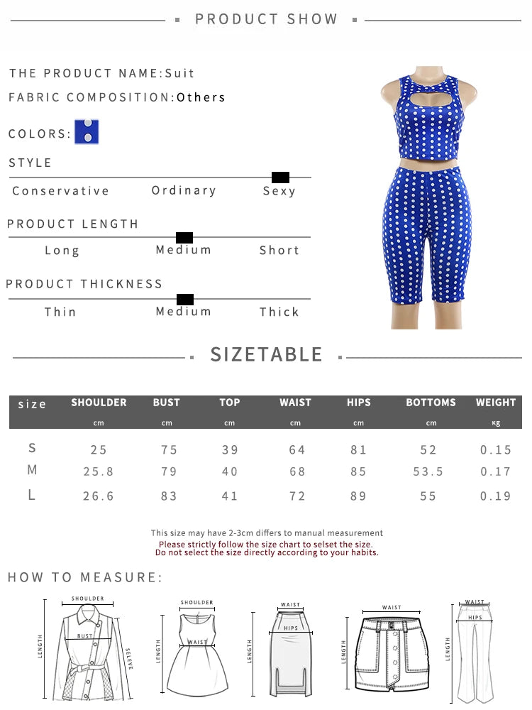 Women's Polka-Dot Crop Top and Shorts Set
