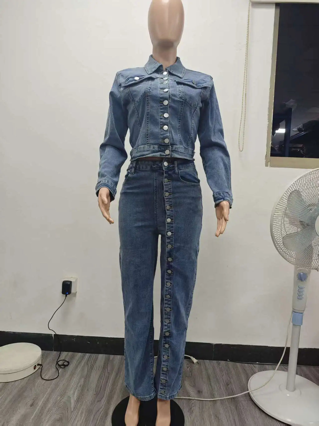 Denim Jacket & Straight Pants Set