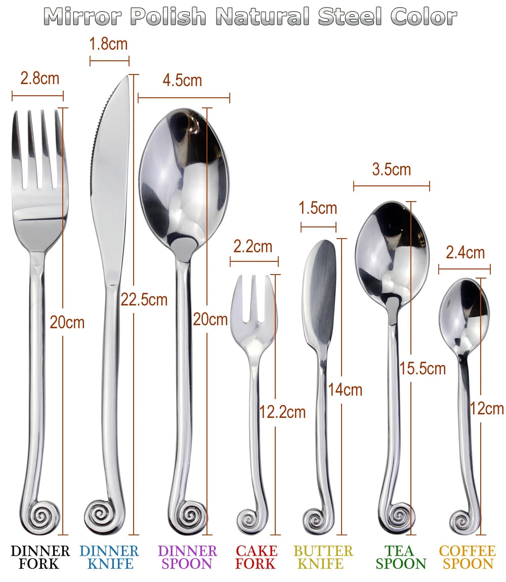 LUCF Snail-Handle Stainless Steel Flatware