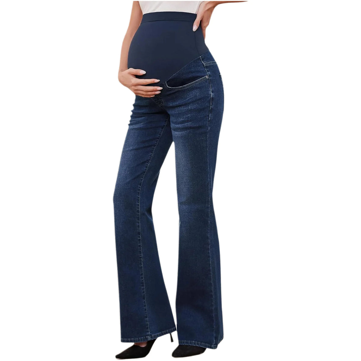Pregnant Women Jeans High Waist Support Belly Maternity Hip Lifting Elastic Denim Pants Shorts for Daily Work Street Loungewear Whispering Desires Shoppe