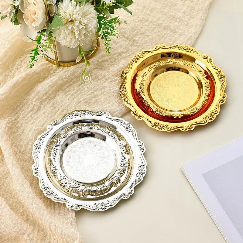 Vintage-Style Stainless Steel Dessert Plates