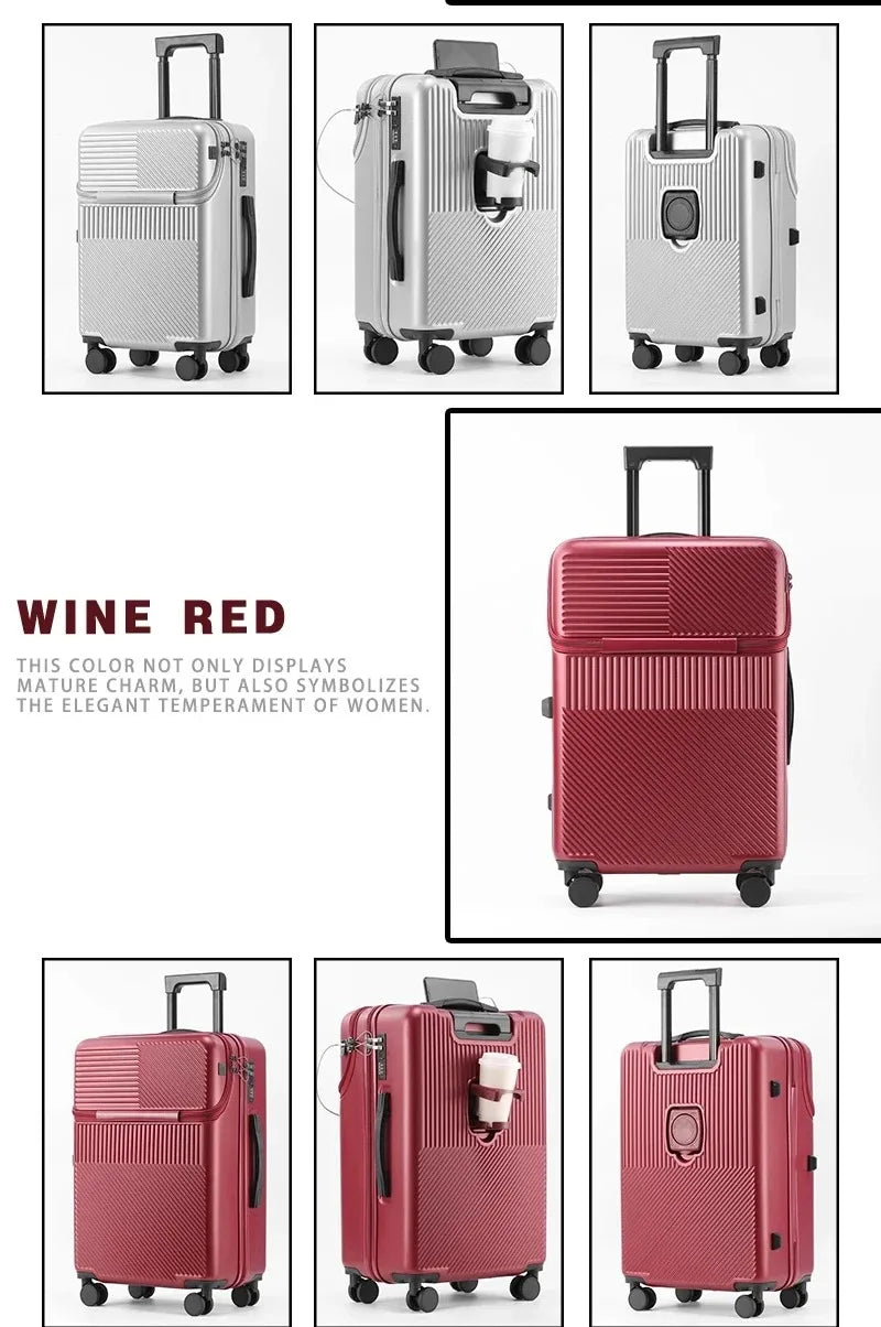 BunnyFly 20-inch Lightweight Carry-on Business Suitcase with Cup Holder Stylish Compact Luggage for Travel Whispering Desires Shoppe