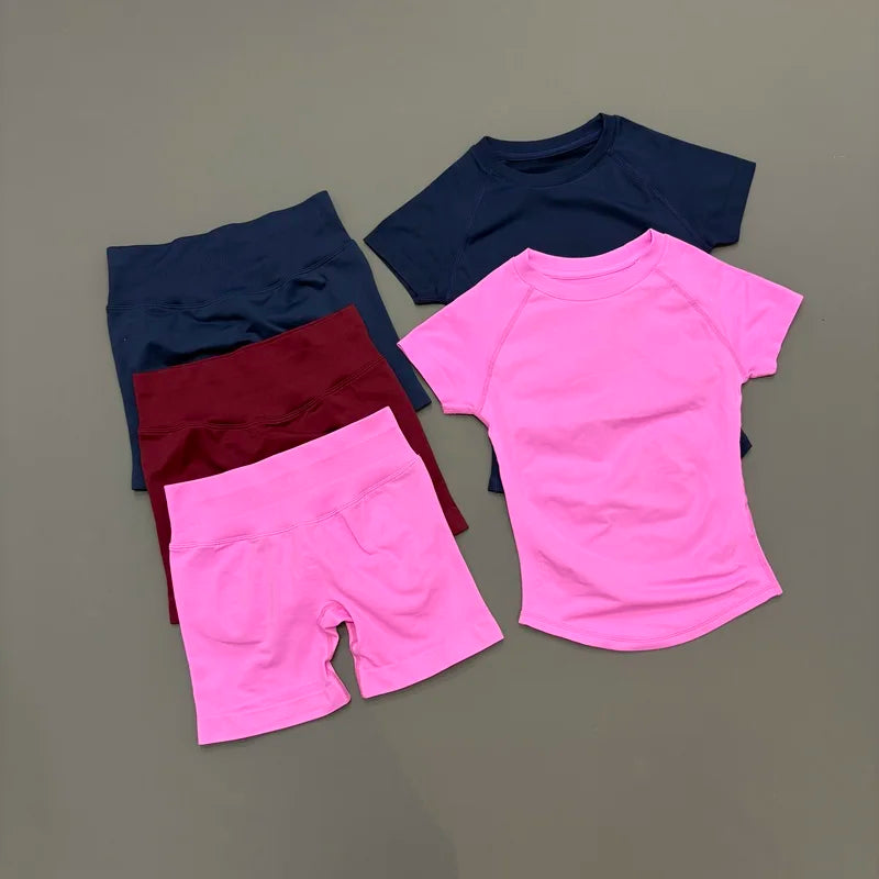Women's Ribbed Short-Sleeve Top and Shorts Set