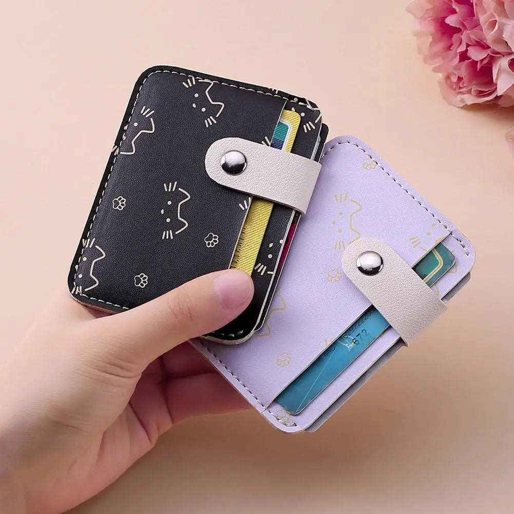 Women's Cat-Print Mini PU Wallet