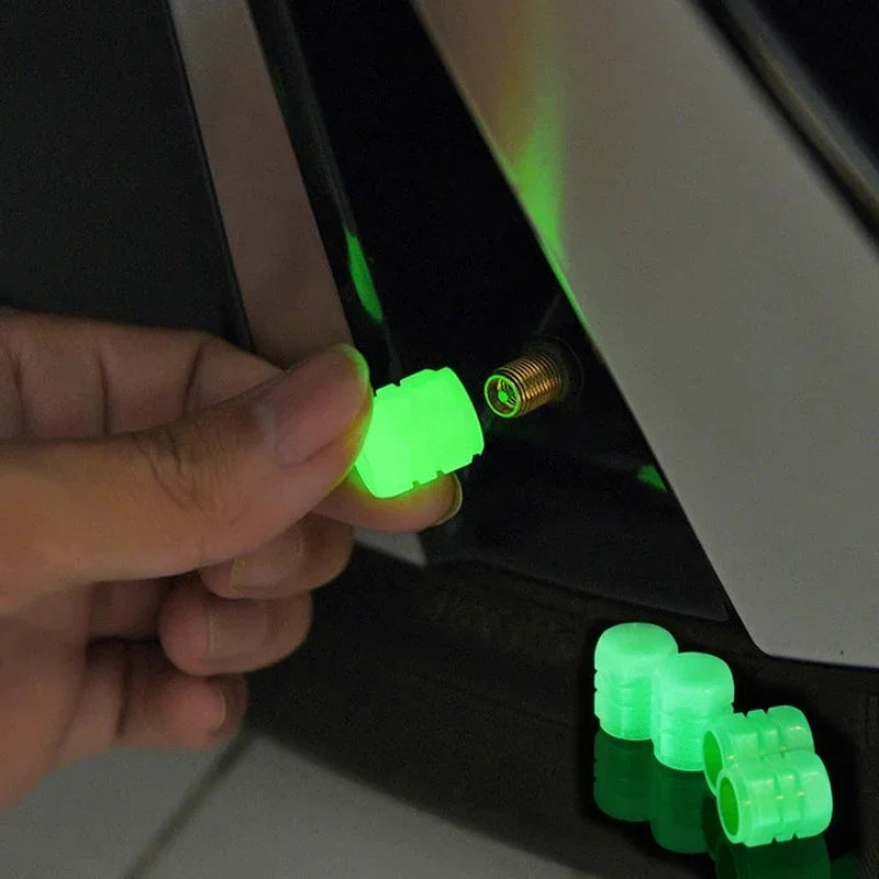Glow-in-the-Dark Tire Valve Caps – Set of 4