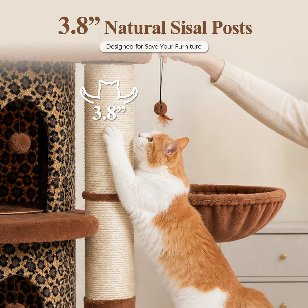 Large Cat Tree with Multiple Condos & Flower Bed
