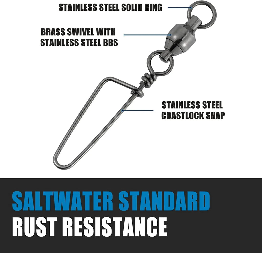 FishTrip Ball-Bearing Coastlock Snap Swivels