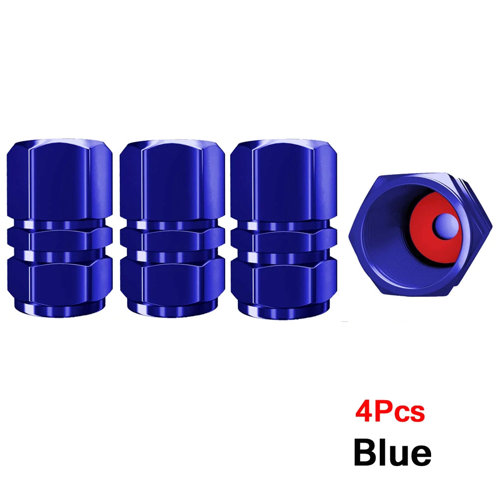 Aluminum Tire Valve Caps with Rubber Seals – Set of 4