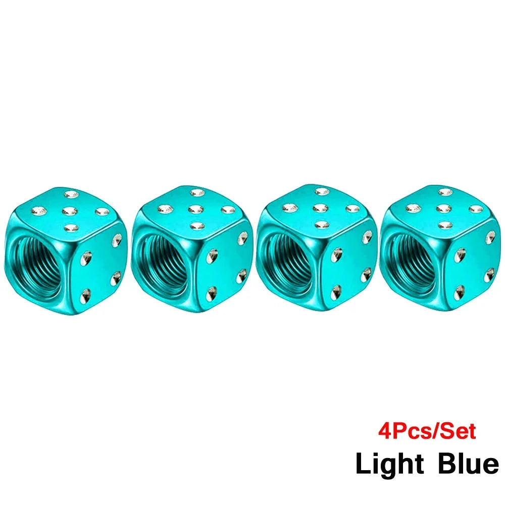 Aluminum Dice Tire Valve Caps – Set of 4