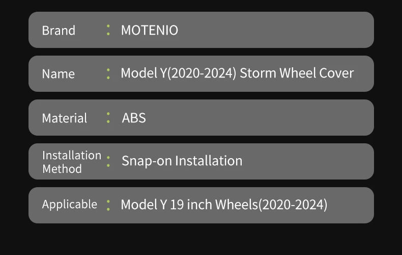 MOTENIO 19-Inch Wheel Covers for Model Y – Set of 4