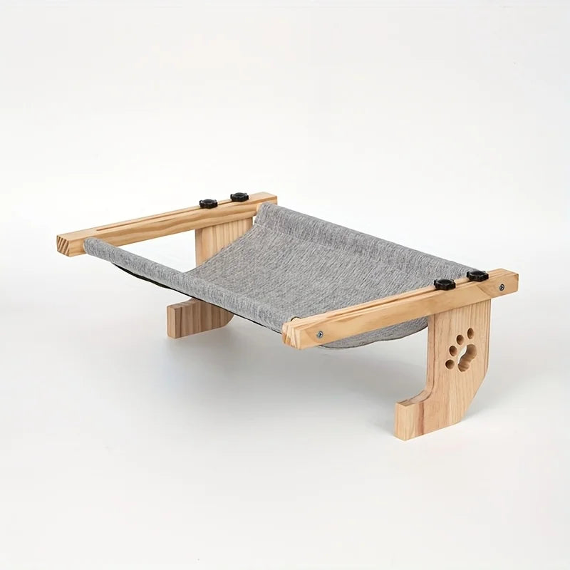 Adjustable Cat Window Perch with Wood & Metal Frame