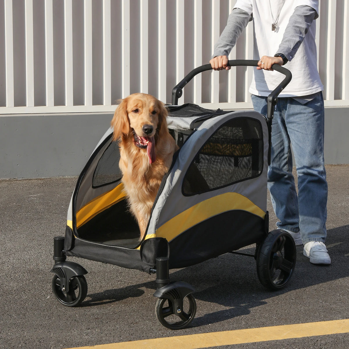 Foldable Four-Wheel Pet Stroller