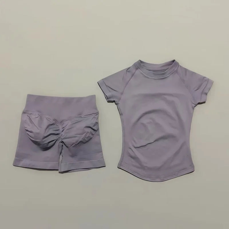 Women's Ribbed Short-Sleeve Top and Shorts Set