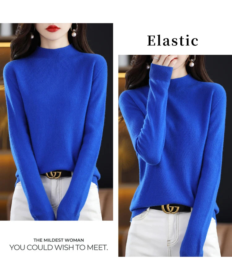 Women's Wool Mock-Neck Knit Sweater