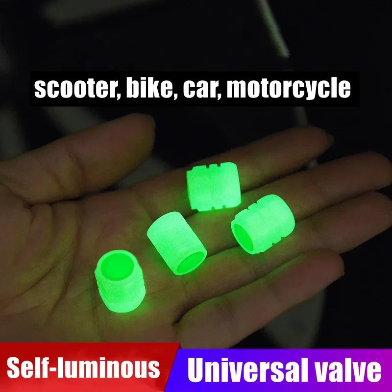 Glow-in-the-Dark Tire Valve Caps – Set of 4