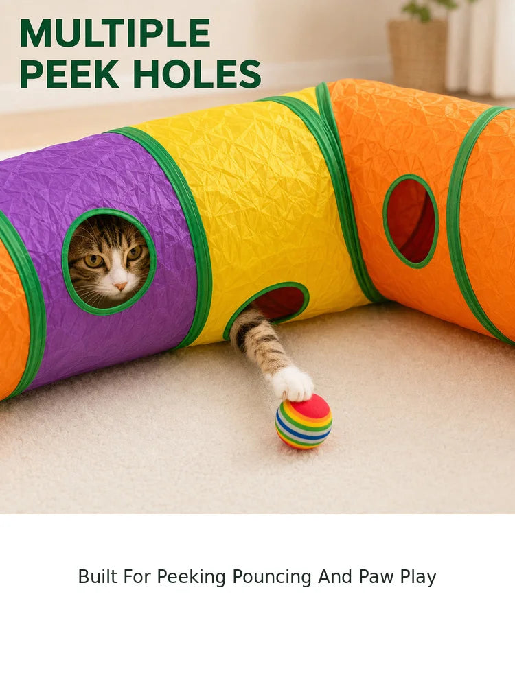 Zoe Double E-Shaped Cat Tunnel Maze with Toys