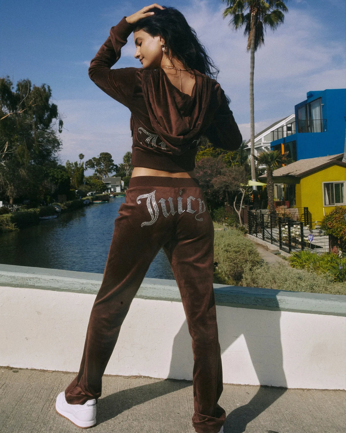 Women's Velvet-Look Embellished Hoodie and Pants Set