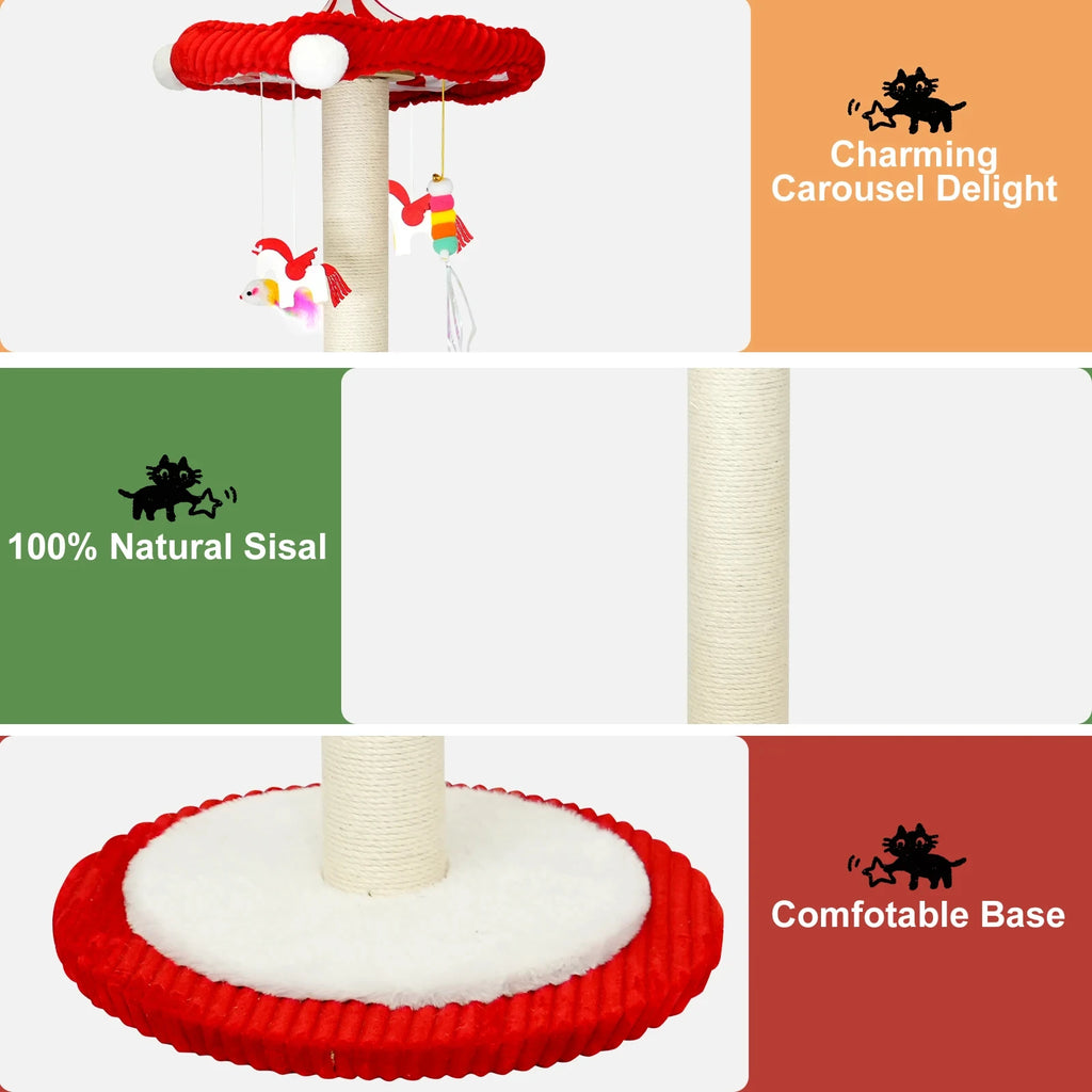 39" Carousel Cat Scratching Post with Rotating Top