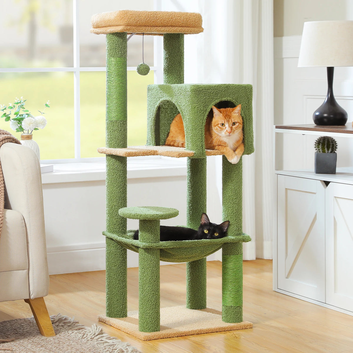 113cm Five-Level Cat Tree with Hammock & Condo
