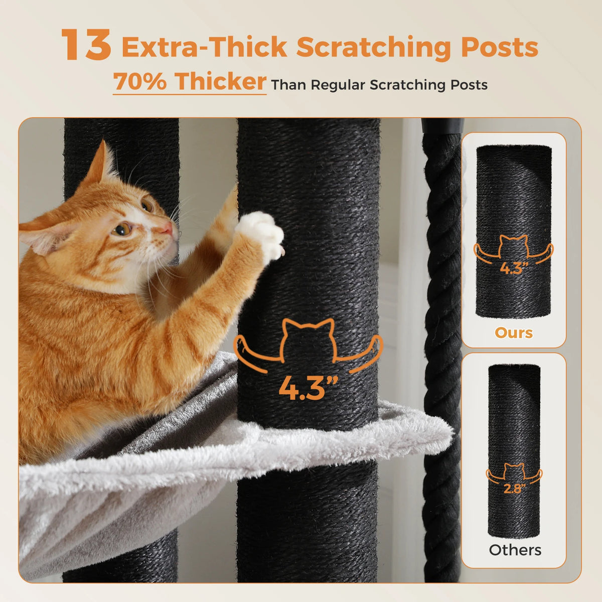 Large Cat Tree for Big Cats Robust Cat Tower with Several Levels Cat House Climbing Tree with Hammock 11 Sisal Posts Large Perch Whispering Desires Shoppe