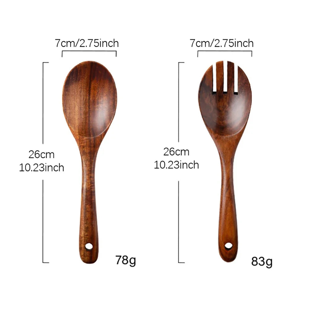 AJOYOUS Wooden Salad Servers — 2 Pieces