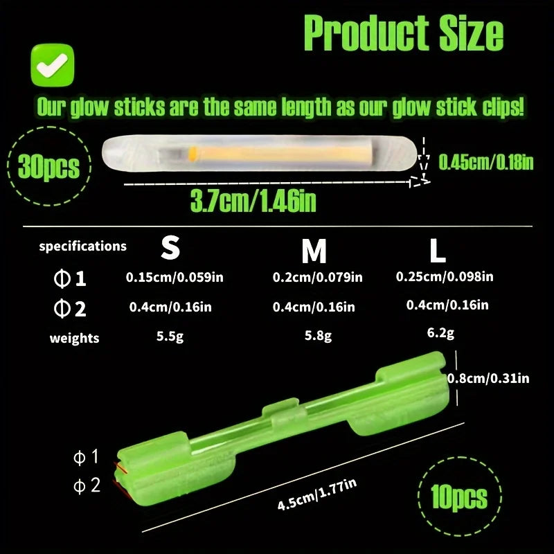 Night Fishing Glow Stick & Clip Kit, 40 Pieces