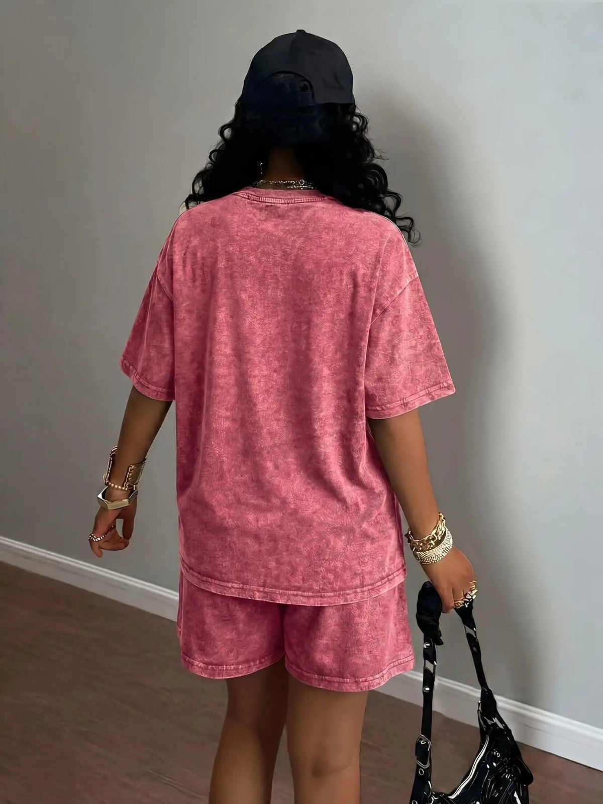 Women's Letter-Print Tee and Shorts Set