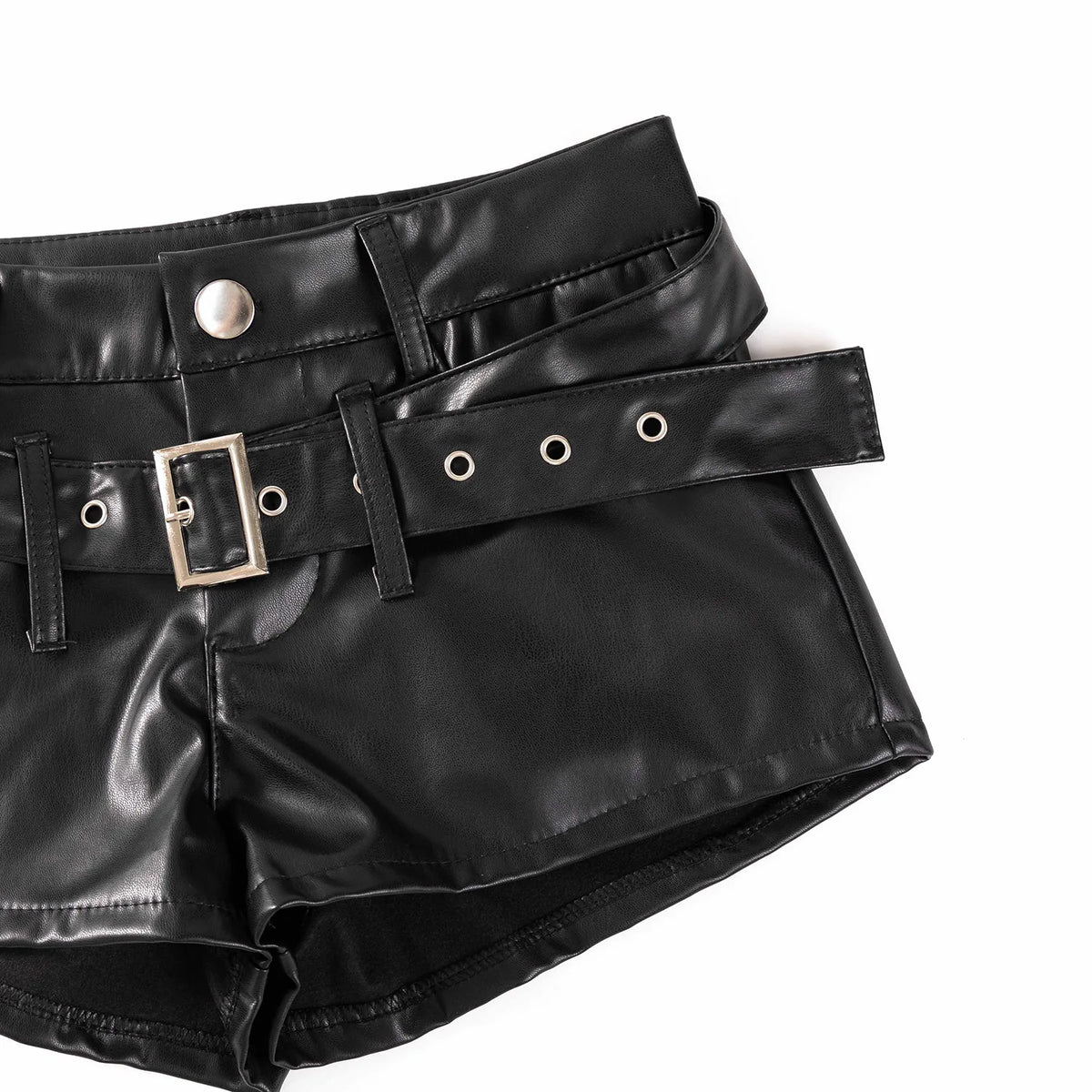 Women's Mesh-Look Top and Faux-Leather-Look Shorts — Separates