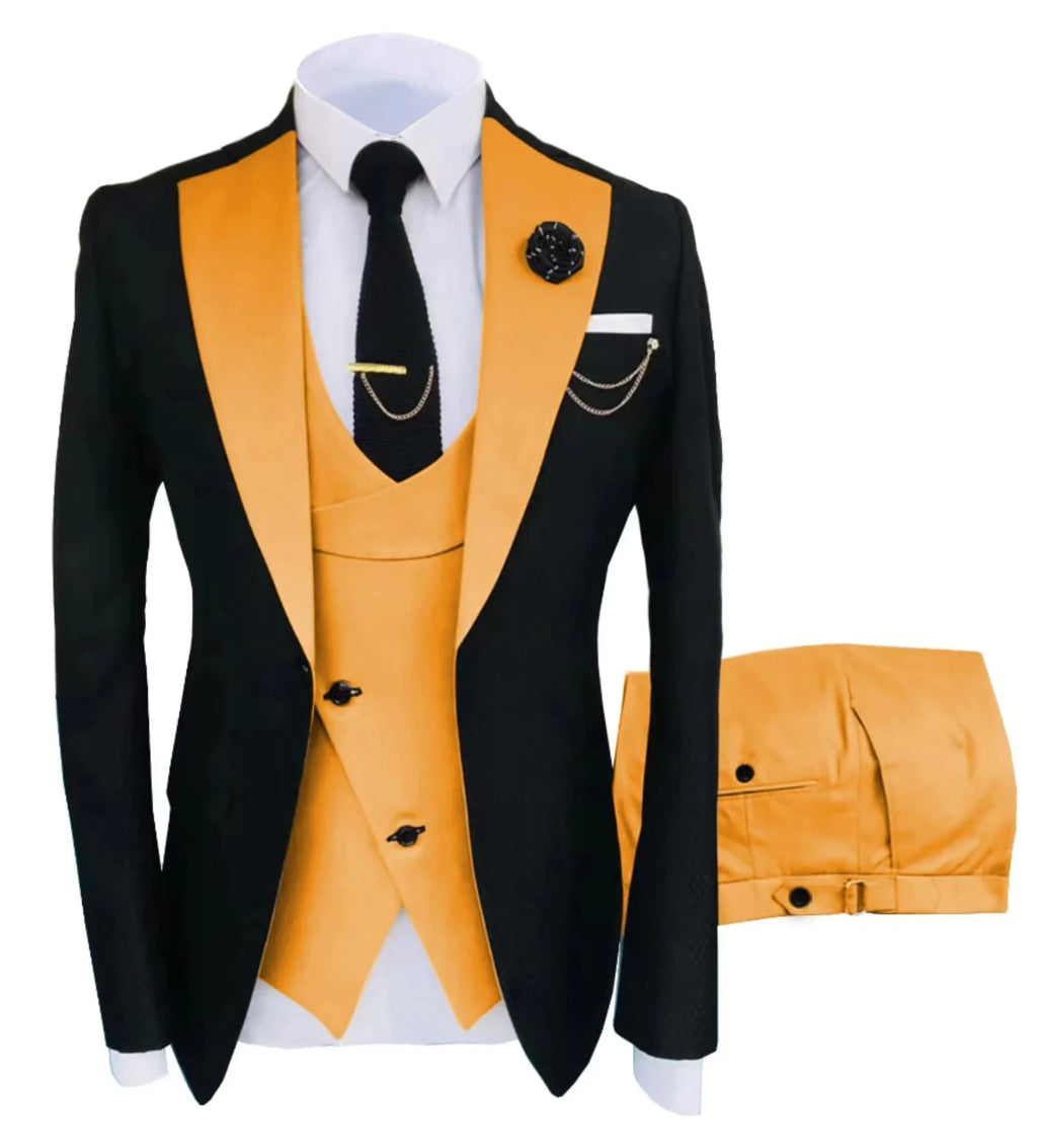 Men's Three-Piece Wedding Suit – Jacket, Vest & Pants